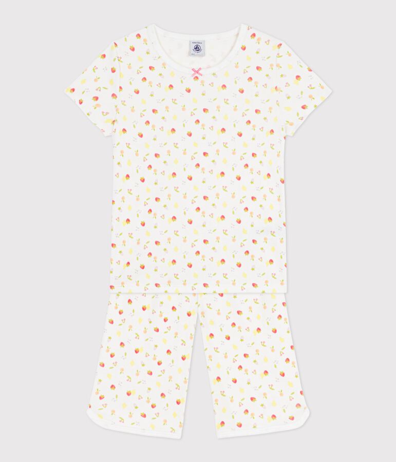 Pigiama capri in cotone con stampa di frutti bambino bianco MARSHMALLOW/bianco MULTICO