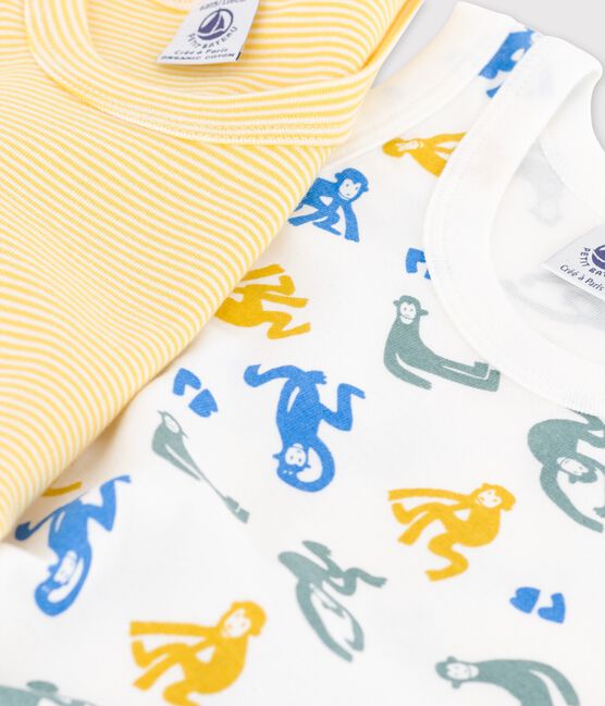 Confezione da 2 canottiere a costine con scimmiette fosforescenti bambino in cotone variante 1