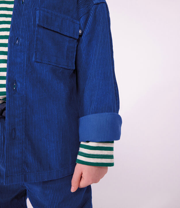 Camicia in velluto tinta unita bambino blu