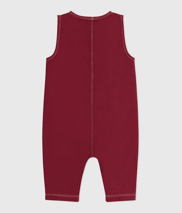 Tutina lunga in denim tinta unita neonato rosso
