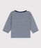 T-shirt bebè a maniche lunghe in jersey fiammato a righe blu MEDIEVAL/bianco MARSHMALLOW