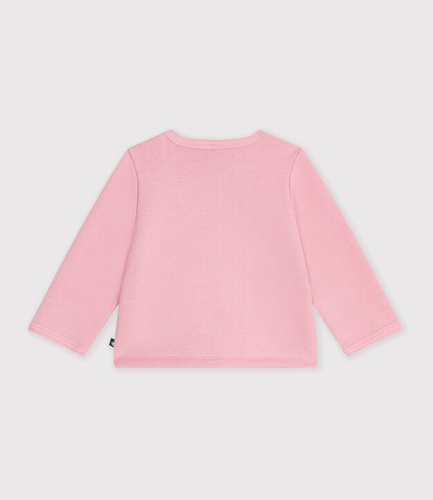 Cardigan in cotone tinta unita con stemma a cuore neonato rosa