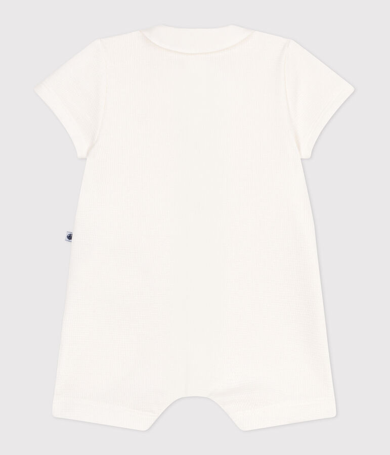 Tutina in cotone per neonati con colletto ricamato bianco MARSHMALLOW