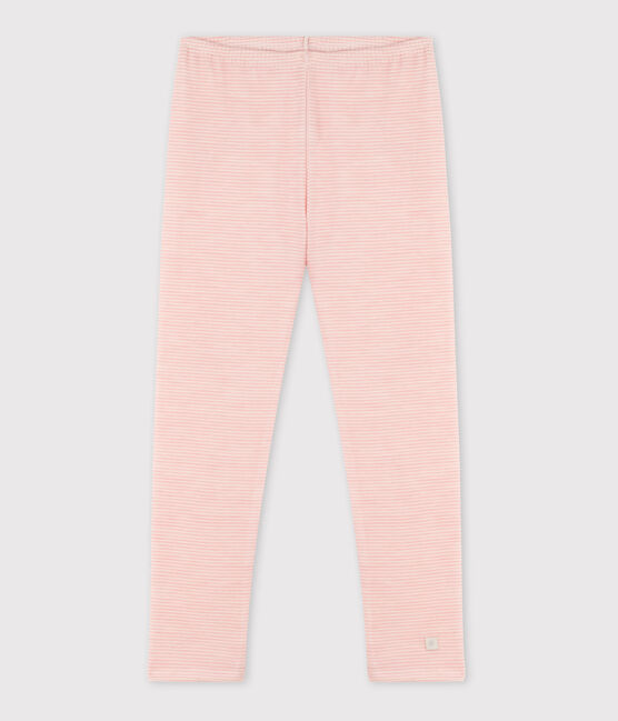 Leggings millerighe in lana e cotone rosa CHARME/bianco MARSHMALLOW
