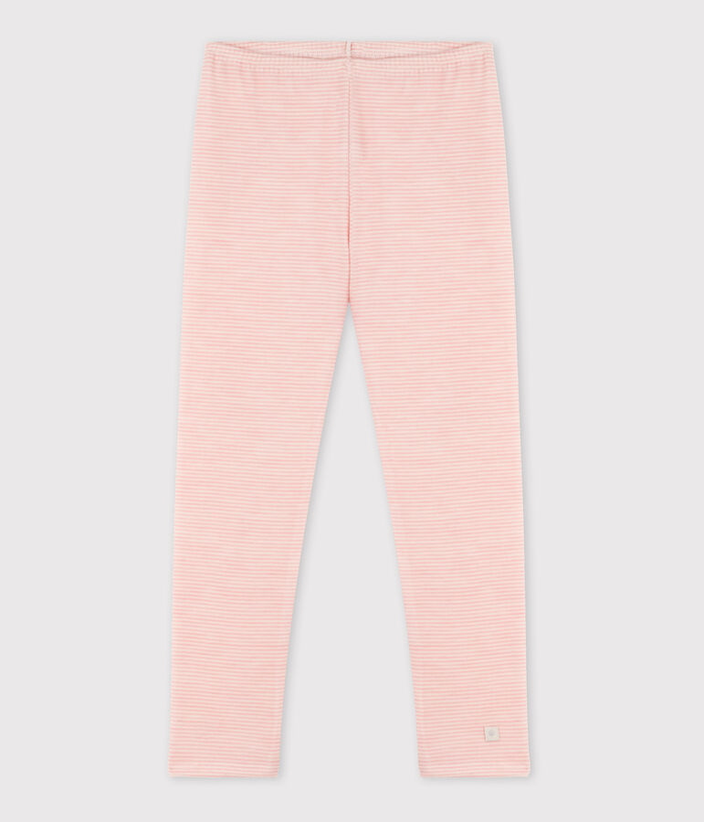 Leggings millerighe in lana e cotone rosa CHARME/bianco MARSHMALLOW
