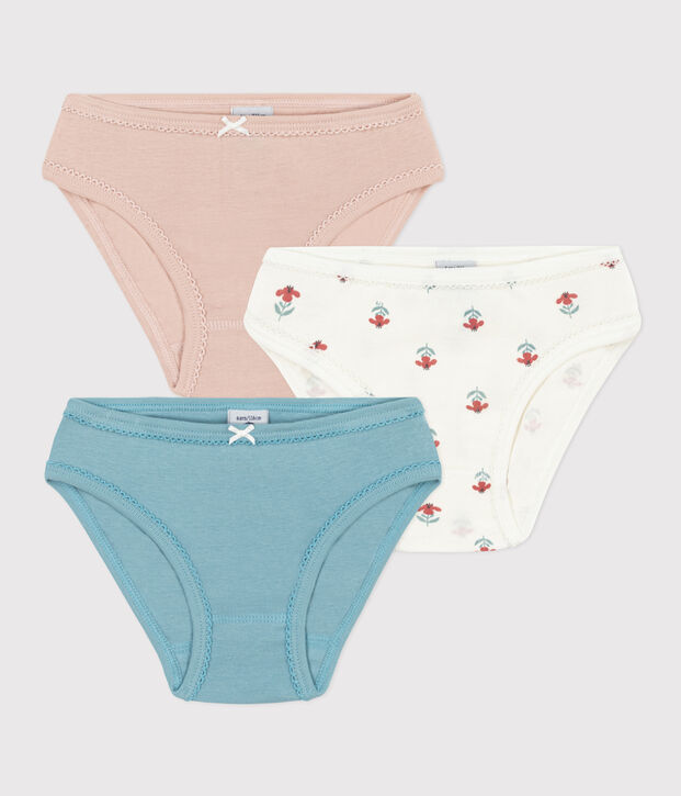 Confezione da 3 slip a fiori in cotone bambina multicolore