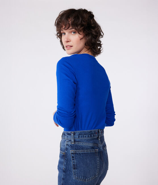 T-shirt L'Iconique in cotone tinta unita donna blu SURF