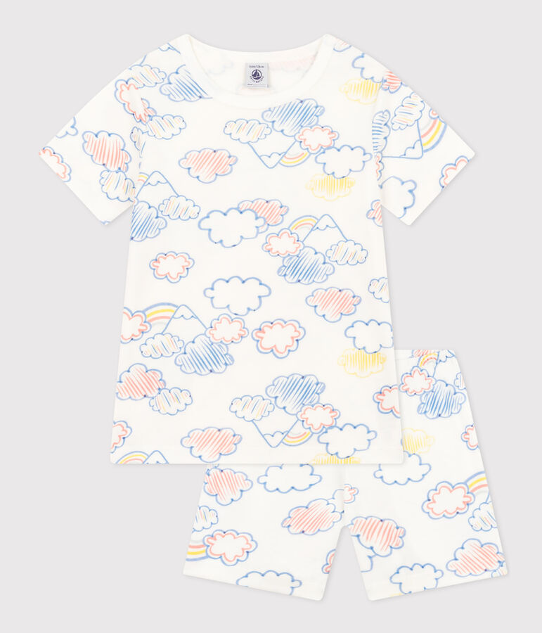 Pigiama short fantasia arcobaleno in cotone bambino bianco MARSHMALLOW/bianco MULTICO