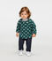 Blusa a manica lunga bebè femmina in fantasia verde SOUSBOIS/bianco MARSHMALLOW
