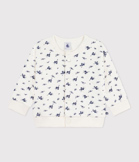 Cardigan in cotone con stampa a fiori neonata blu MILK/ SOIR