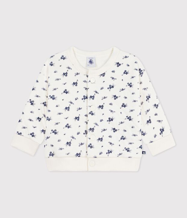 Cardigan in cotone con stampa a fiori neonata blu/blu