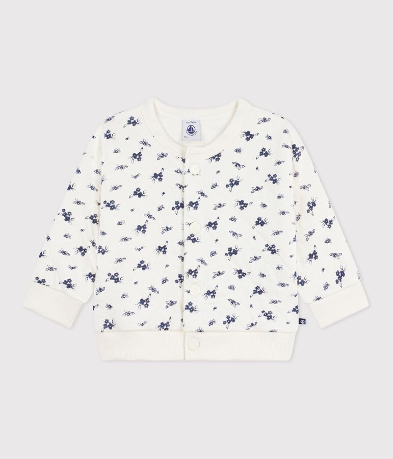 Cardigan in cotone con stampa a fiori neonata blu/blu