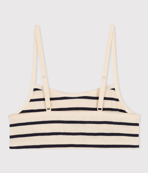 Reggiseno brassi&egrave;re senza ferretto Donna ecru/blu