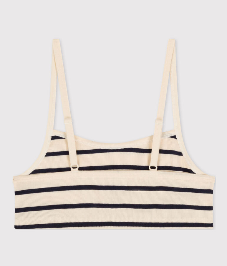 Reggiseno brassi&egrave;re senza ferretto Donna ecru/blu