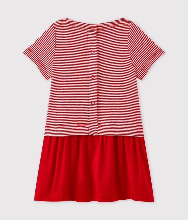 Abito beb&eacute; bambina millerighe rosso/bianco