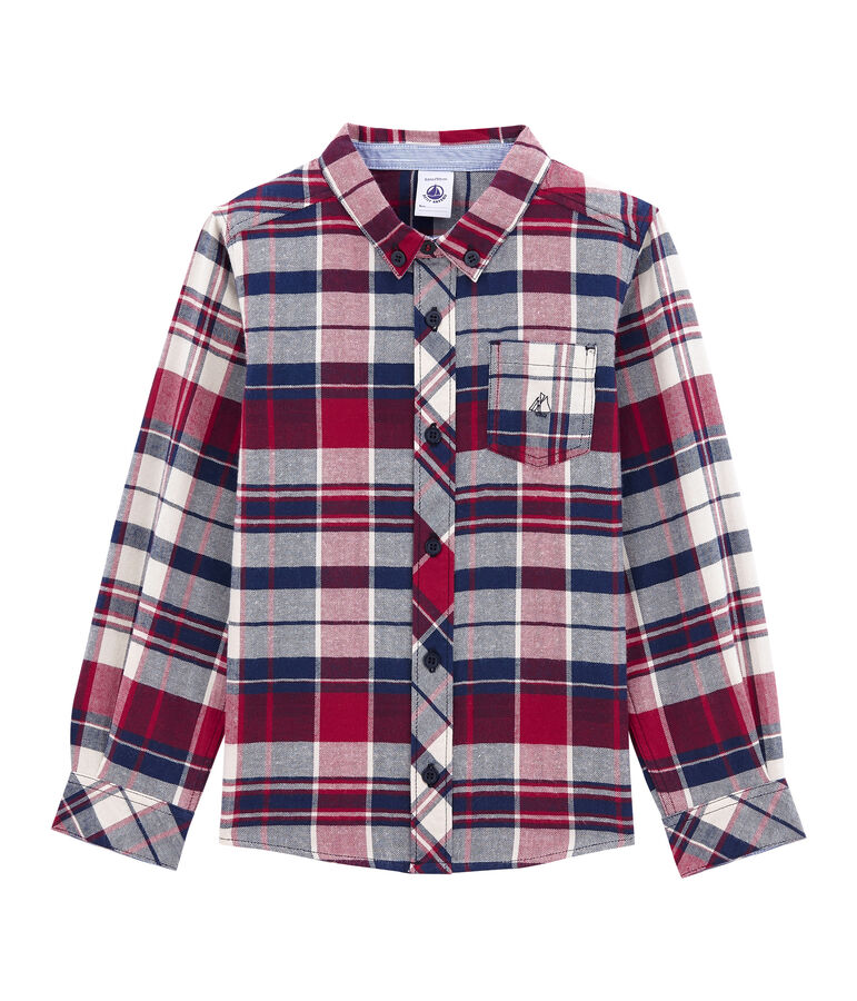 Camicia a quadri per bambino in twill blu/rosso/rosso