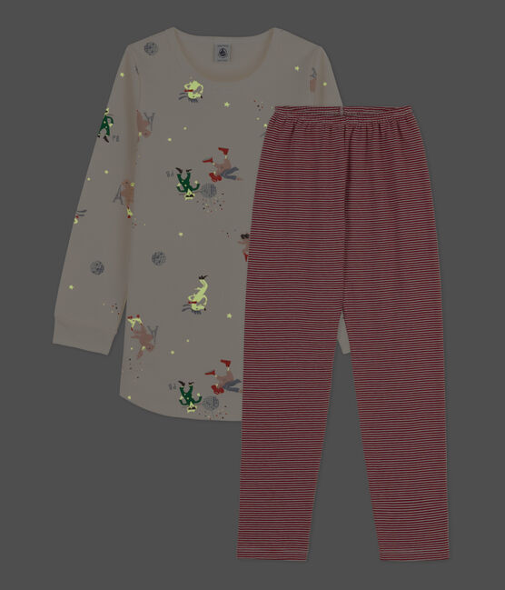 Camicia da notte fosforescente bambina in tessuto felpato di cotone bianco AVALANCHE/ MULTICO