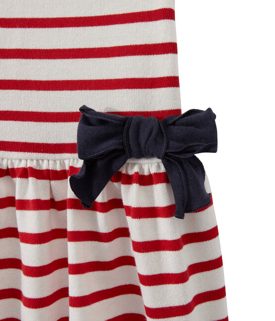 Abito bambina rigato bianco MARSHMALLOW/rosso TERKUIT