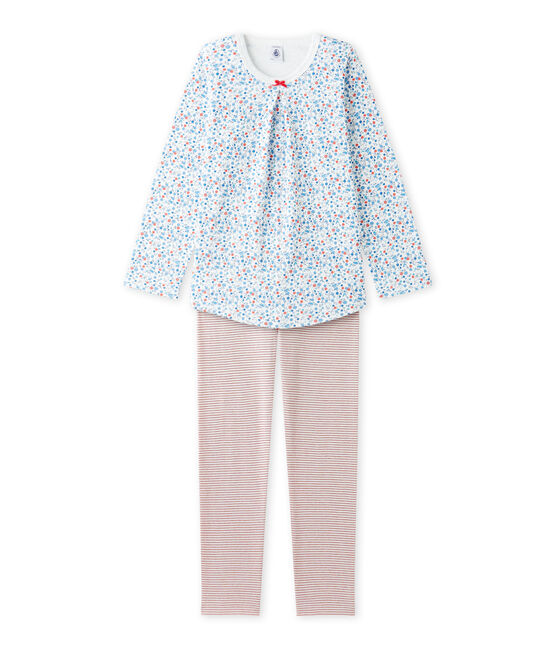 Pigiama per bambina stampato con fantasia floreale bianco LAIT/bianco MULTICO