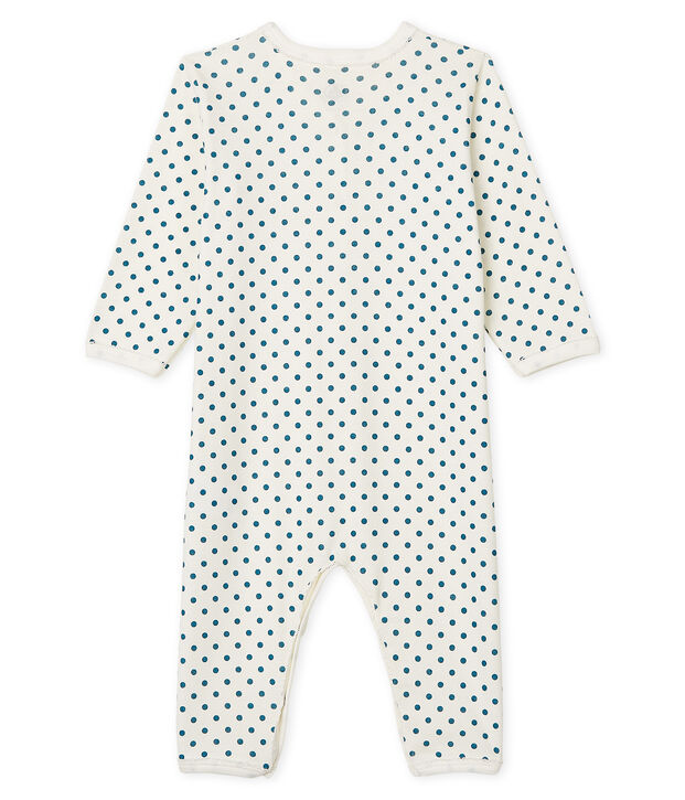 Tutina senza piedi a costine beb&egrave; femmina bianco/verde