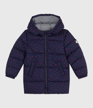 Piumino lungo stampato bambina blu/multicolore