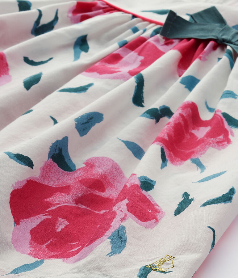 Abito beb&egrave; bambina stampato con maniche a farfalla bianco/multicolore