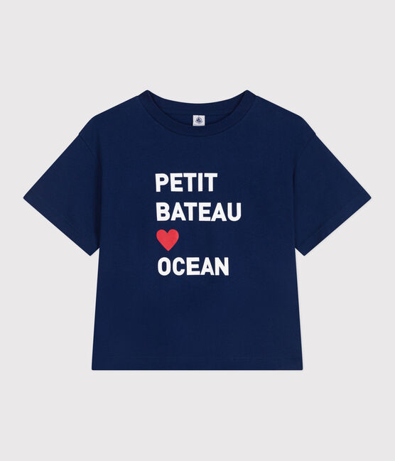 T-shirt Le Boxy in cotone donna blu MEDIEVAL