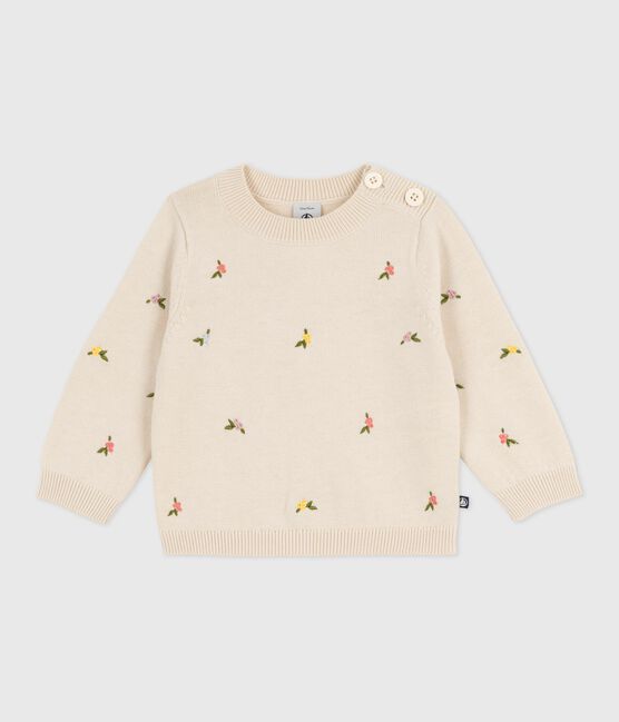 Maglione in misto lana e cotone con fiori ricamati neonata bianco AVALANCHE/ MULTICO