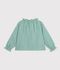 Blusa a maniche lunghe in cotone con stampa bambina verde/bianco