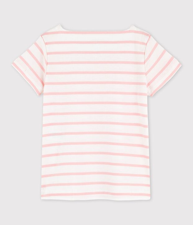 T-shirt a maniche corte in cotone bambina bianco/rosa