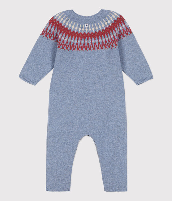 Tutina lunga bebè jacquard in maglia tricot di lana e cotone ROVER/ MULTICO