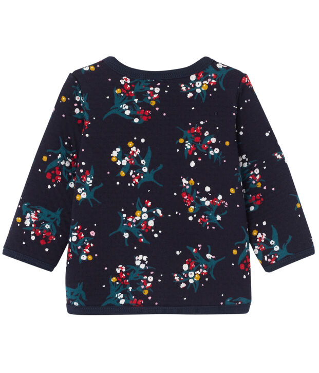 Cardigan per beb&eacute; femmina in tubique stampato blu/multicolore