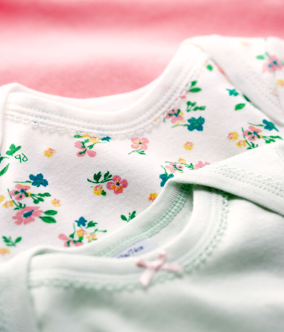 Confezione da 3 body manica corta a fiori bebè femmina in cotone biologico variante 1