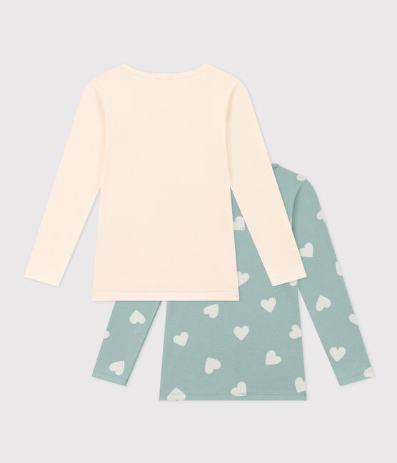 Confezione da 2 t-shirt bambina maniche lunghe in cotone motivo cuore variante 1
