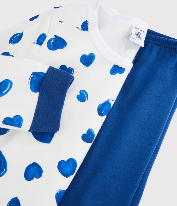 Camicia da notte cuori bambina in molleton con leggings bianco/multicolore