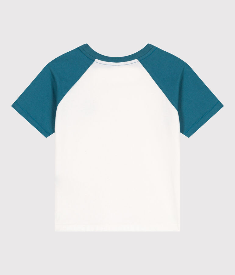 T-shirt a maniche corte in cotone con stampa bambino bianco/verde