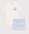 Pigiama corto bianco unisex a costine bianco MARSHMALLOW/blu COOL