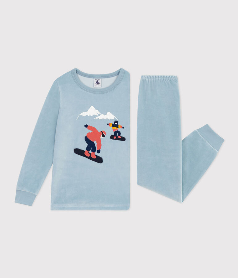 Pigiama bambino unisex in ciniglia blu