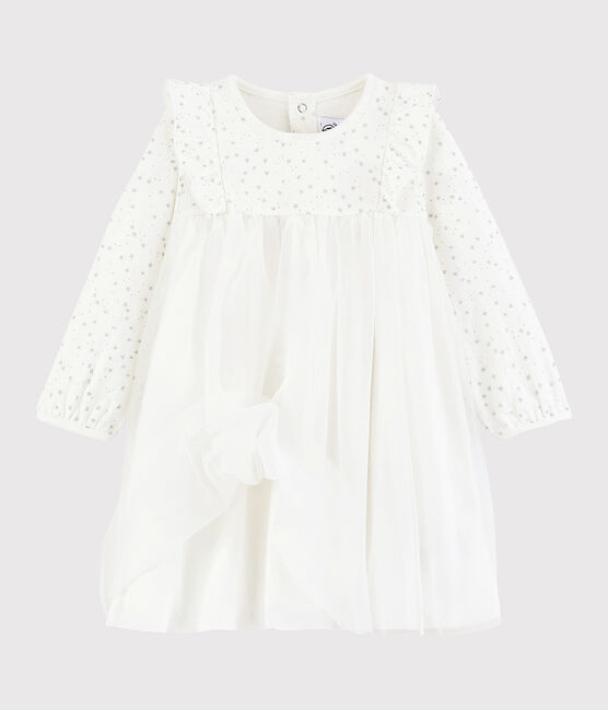 Abito a maniche lunghe da bebè femmina bianco MARSHMALLOW/grigio ARGENT
