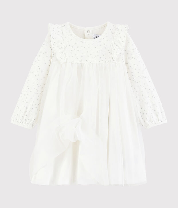 Abito a maniche lunghe da beb&egrave; femmina bianco/grigio