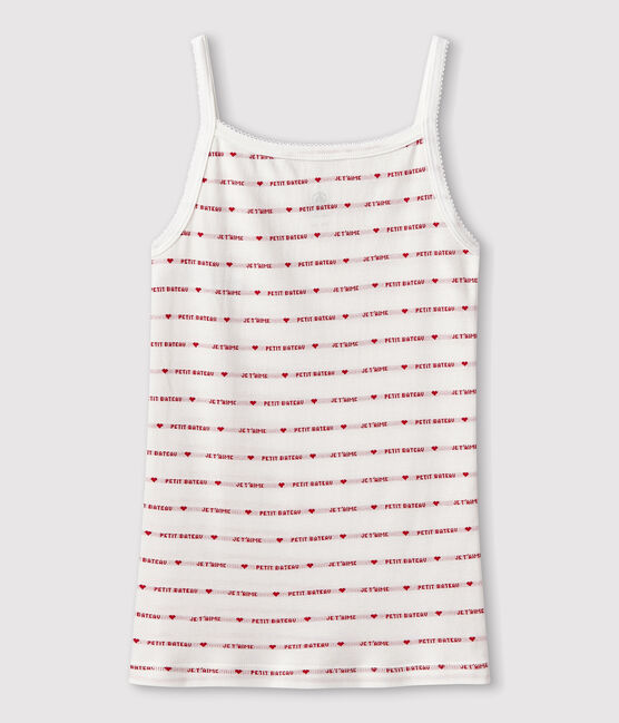 Canottiera con spalline in cotone Donna bianco MARSHMALLOW/rosso TERKUIT