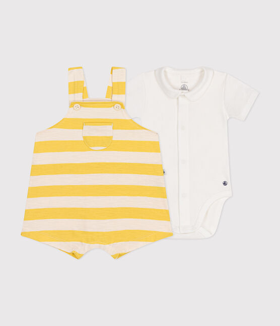 Completo salopette bebè in jersey fiammato giallo NECTAR/ AVALANCHE