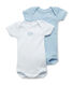 Confezione di 2 bodies bebé bambino maniche corte tinta unita/millerighe