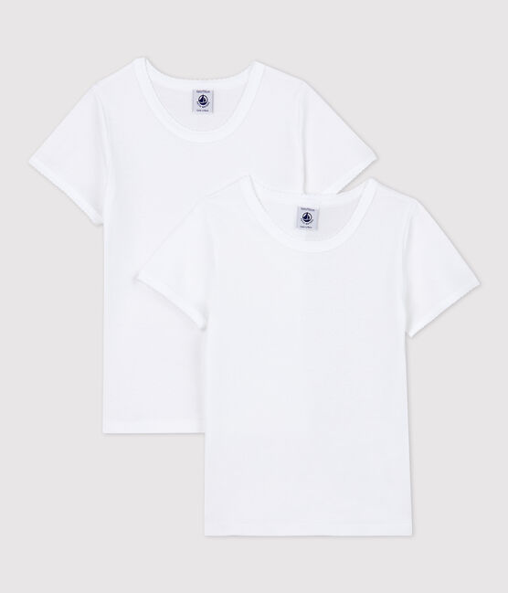 Confezione da 2 t-shirt bianche manica corta bambina variante 1