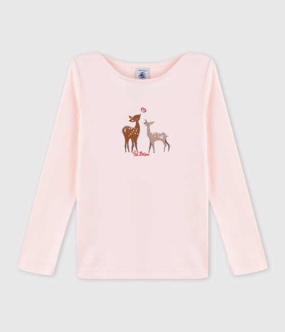 T-shirt serigrafata bambina rosa FLEUR