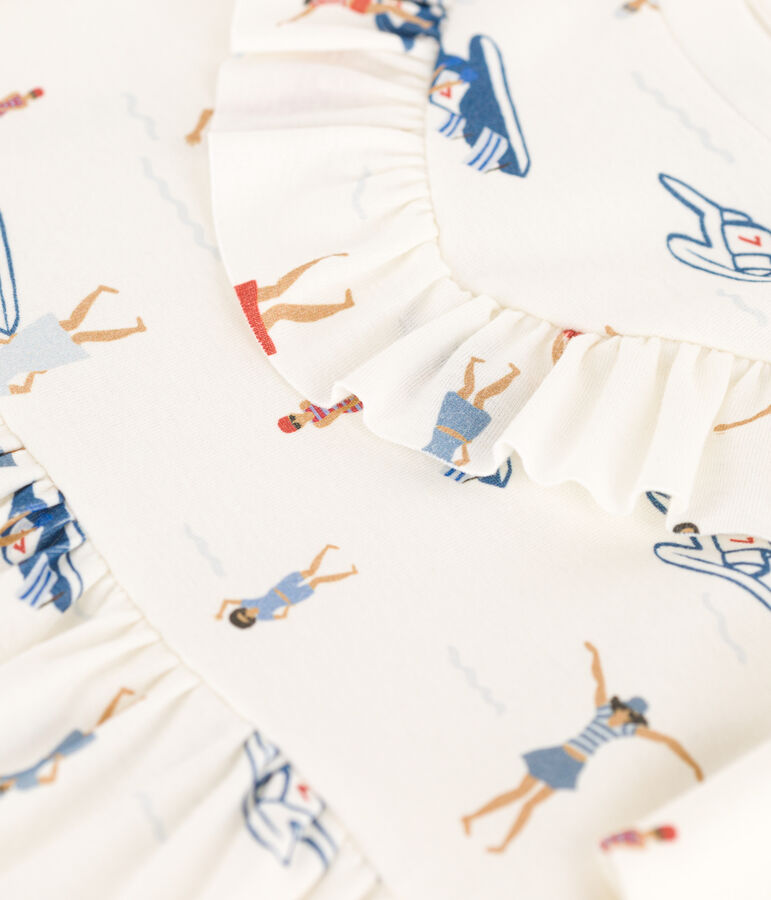 Abito manica corta in cotone bambina bianco/multicolore