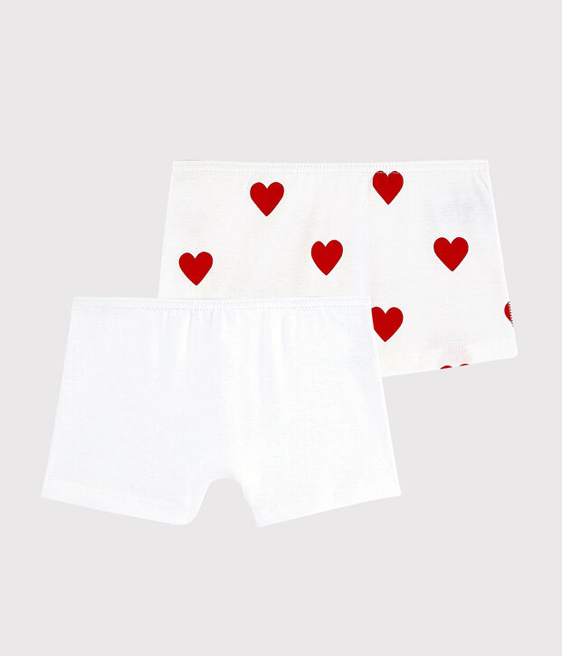 Confezione da 2 slip bambina in cotone motivo cuore multicolore