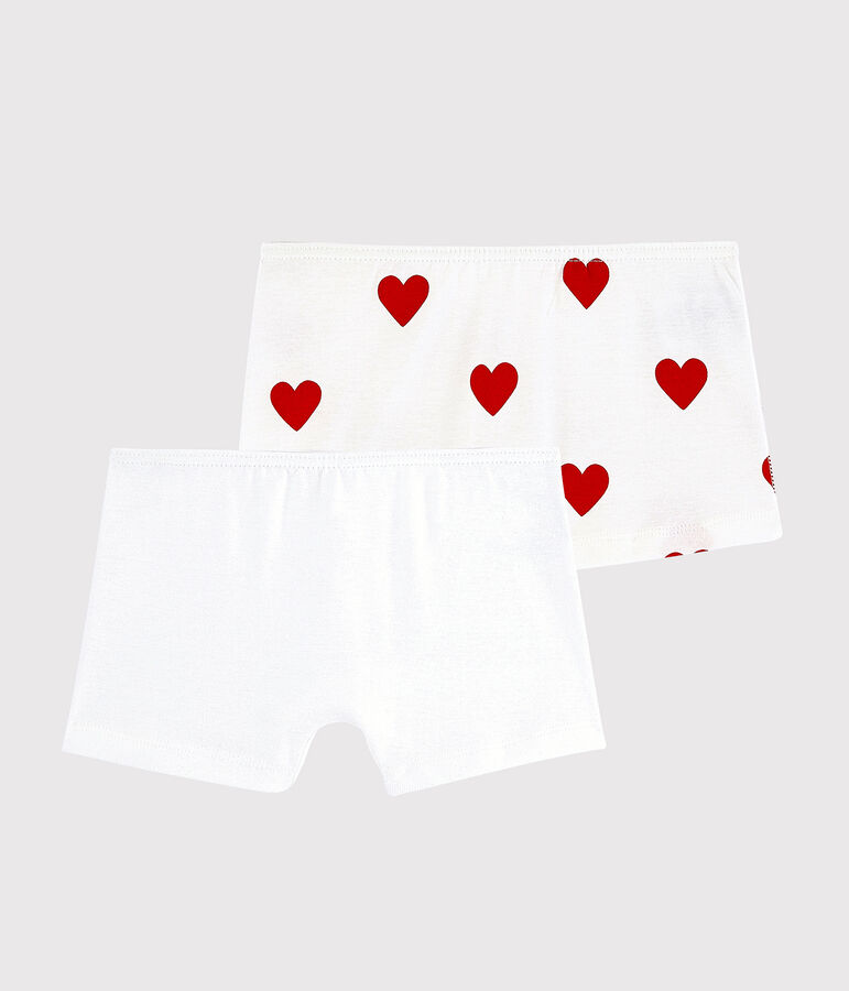 Confezione da 2 slip bambina in cotone motivo cuore multicolore