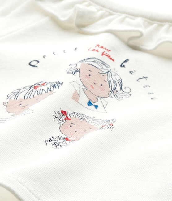 T-shirt bebé bambina maniche corte bianco MARSHMALLOW/blu SMOKING