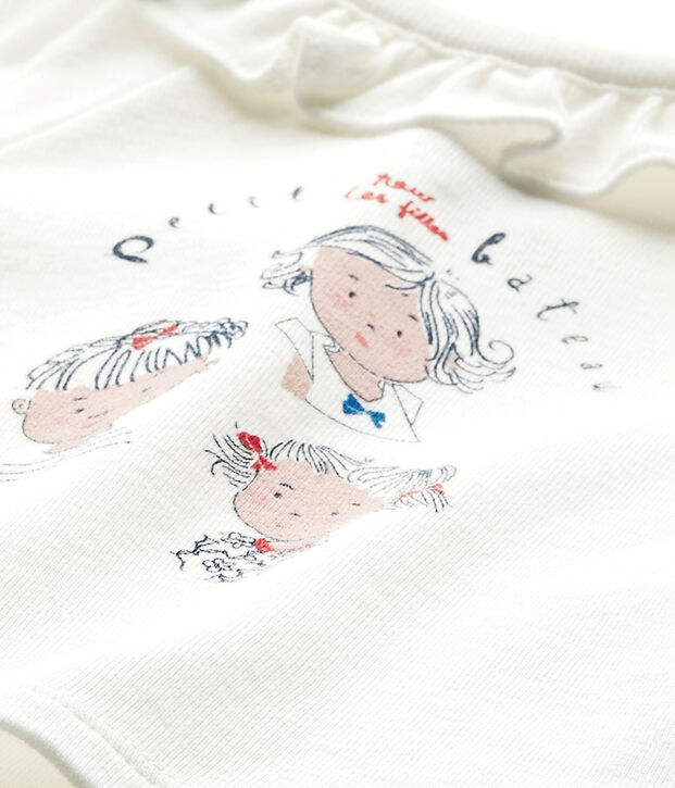 T-shirt beb&eacute; bambina maniche corte bianco/blu